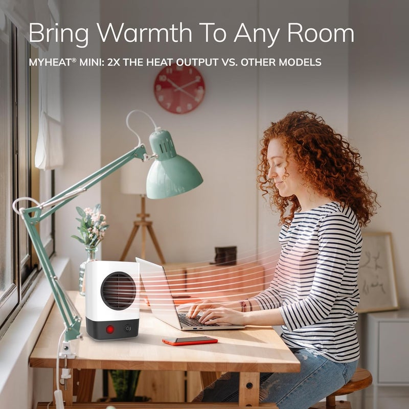 Lasko MyHeat Mini Personal Ceramic Space Heater for Home, Energy Efficient, Overheat Protection for Bedrooms, Offices, 6.2 Inches, 400W, White, 201 - Image 3